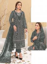 Faux Georgette Green Festival Wear Thread Embroidery Work Pakistani Suit